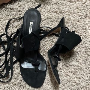 Black Manolo lace up sandal heel